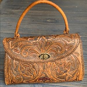 Vintage hand tooled leather purse